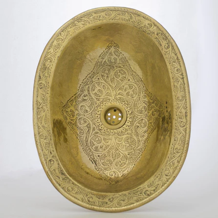 Vasque ovale gravée laiton